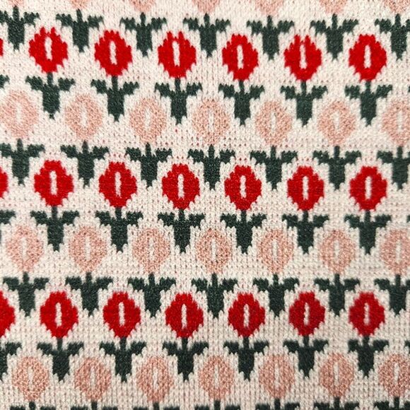 Unique Vintage Beige, Red & Green Tulip Sterling Sweater Womens Size Medium - Picture 6 of 11